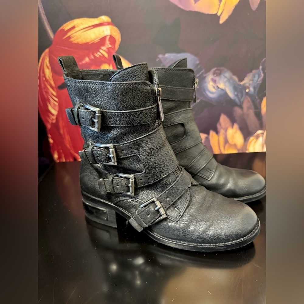 Vince Camuto leather buckle boots size 7W
